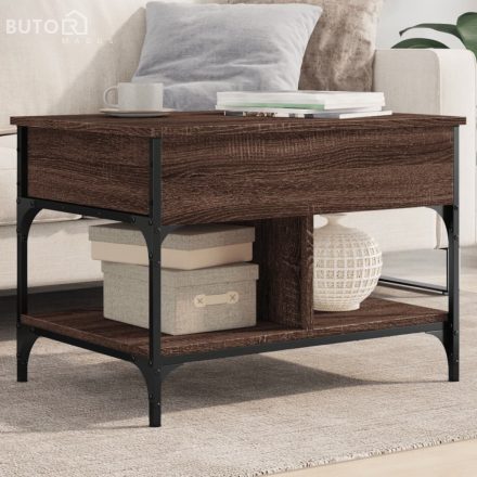 vidaXL barna tölgy színű szerelt fa és fém dohányzóasztal 70x50x50 cm