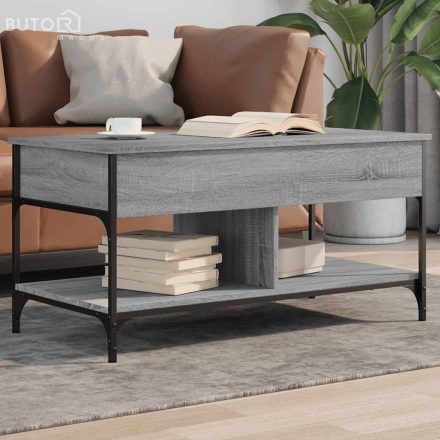 vidaXL szürke sonoma szerelt fa és fém dohányzóasztal 100 x 50 x 50 cm