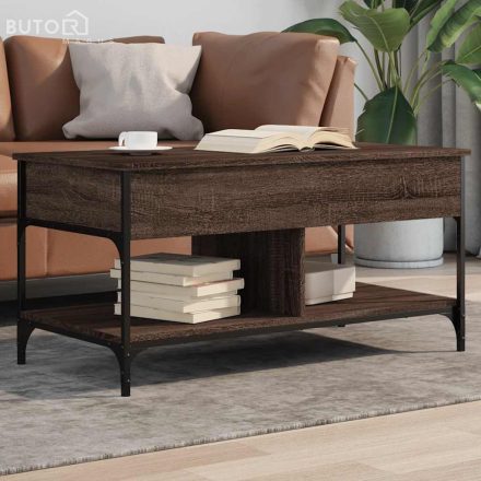 vidaXL barna tölgy színű szerelt fa és fém dohányzóasztal 100x50x50 cm