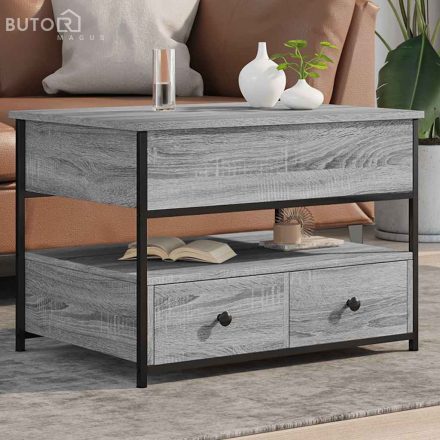 vidaXL szürke sonoma szerelt fa és fém dohányzóasztal 70 x 50 x 50 cm