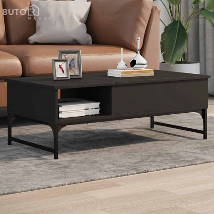 vidaXL fekete szerelt fa és fém dohányzóasztal 100 x 50 x 35 cm