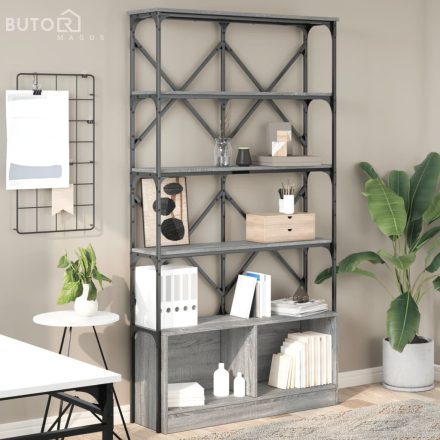 vidaXL szürke sonoma szerelt fa és fém könyvszekrény 100 x 26 x 180 cm