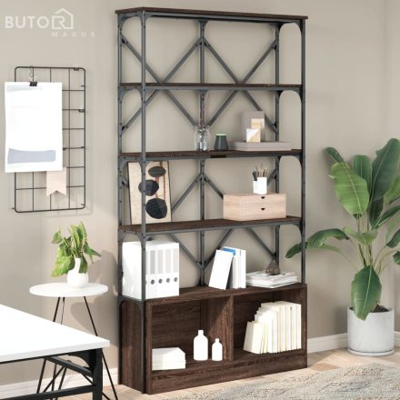 vidaXL barna tölgyszínű szerelt fa és fém könyvszekrény 100x26x180 cm