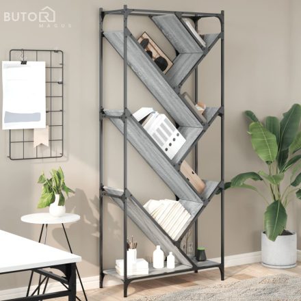 vidaXL szürke sonoma szerelt fa és fém könyvszekrény 79 x 30 x 180 cm