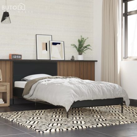 vidaXL fekete szerelt fa és fém ágykeret 100 x 200 cm