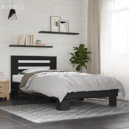 vidaXL fekete szerelt fa és fém ágykeret 100 x 200 cm