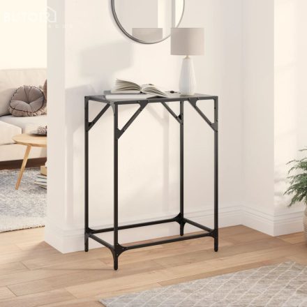 vidaXL acél tálalóasztal fekete üveglappal 60 x 35 x 81 cm