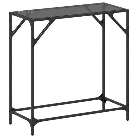 vidaXL acél tálalóasztal fekete üveglappal 80 x 35 x 81 cm