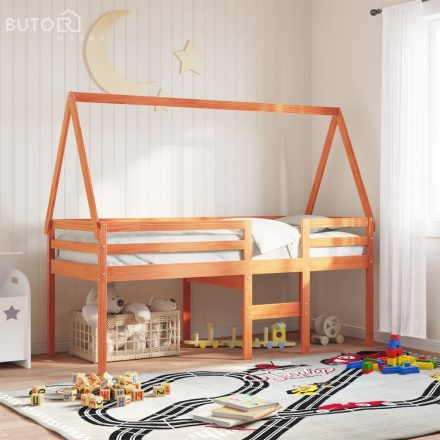 vidaXL viaszbarna tömör fenyőfa gyerekágytető 209 x 95,5 x 88 cm