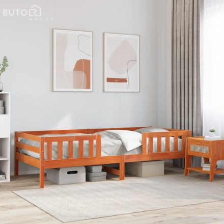 vidaXL viaszbarna tömör fenyőfa ágy matrac nélkül 90 x 200 cm
