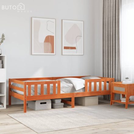 vidaXL viaszbarna tömör fenyőfa ágy matrac nélkül 90 x 190 cm