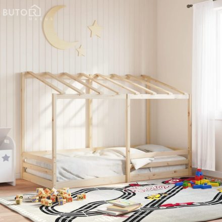 vidaXL tömör fenyőfa gyerekágy tetővel 90 x 200 cm
