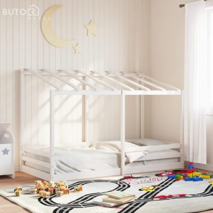 vidaXL fehér tömör fenyőfa gyerekágy tetővel 90 x 200 cm