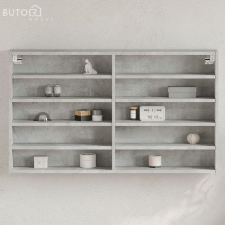 vidaXL betonszürke szerelt fa vitrinszekrény 100 x 15 x 58 cm