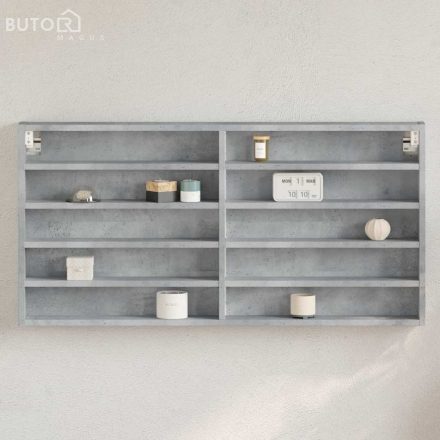 vidaXL betonszürke szerelt fa vitrinszekrény 100 x 8,5 x 50 cm