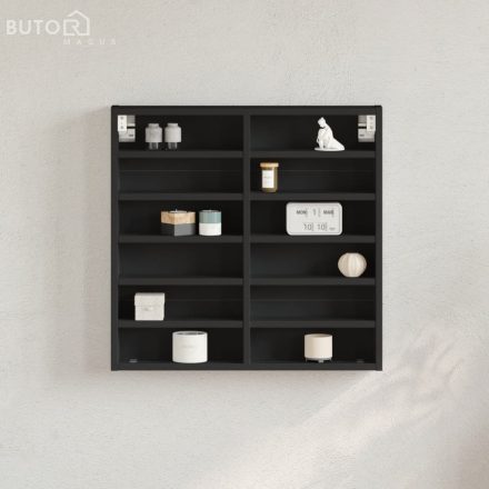 vidaXL fekete szerelt fa vitrinszekrény 60 x 8,5 x 58 cm