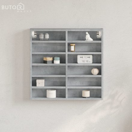 vidaXL betonszürke szerelt fa vitrinszekrény 60 x 8,5 x 58 cm