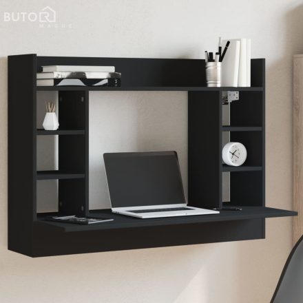 vidaXL fekete szerelt fa falra szerelhető íróasztal 105 x 48 x 75 cm