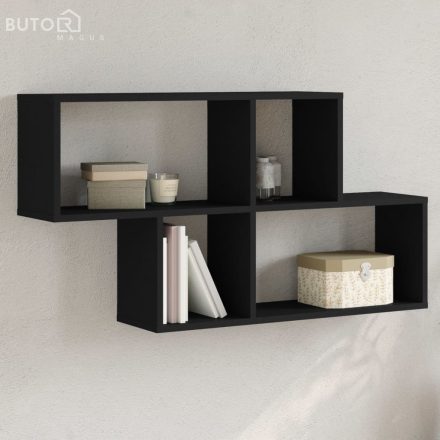 vidaXL fekete szerelt fa fali polc 100 x 20 x 53 cm