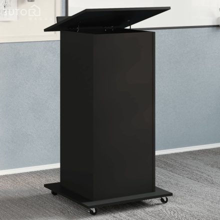 vidaXL fekete szerelt fa állópult kerékkel és fiókkal 55 x 55 x 107 cm