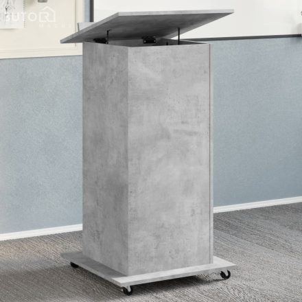 vidaXL betonszürke szerelt fa állópult kerékkel és fiókkal 55x55x107cm