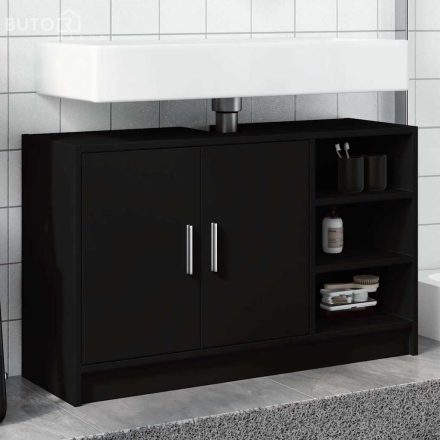 vidaXL fekete szerelt fa mosdószekrény 90 x 29 x 55 cm