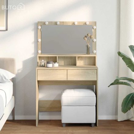 vidaXL sonoma tölgy színű fésülködőasztal LED-del 80 x 41 x 134,5 cm