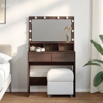 vidaXL barna tölgy színű fésülködőasztal LED-del 80 x 41 x 134,5 cm