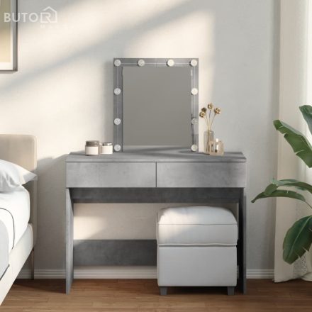 vidaXL betonszürke fésülködőasztal LED-del 100 x 40 x 130 cm