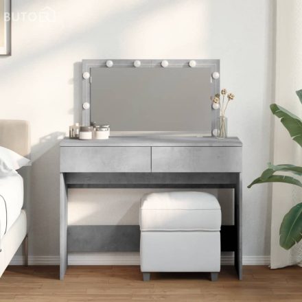 vidaXL betonszürke fésülködőasztal LED-del 100 x 40 x 120 cm