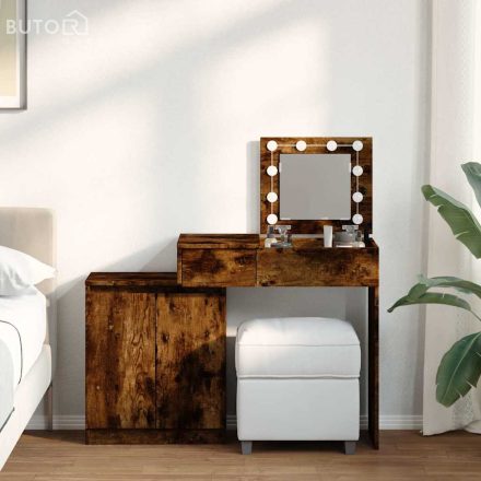 vidaXL füstös tölgy színű LED-es fésülködőasztal 115 x 37 x 110,5 cm