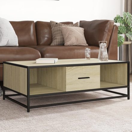 vidaXL sonoma tölgy szerelt fa és fém dohányzóasztal 100 x 57 x 35 cm