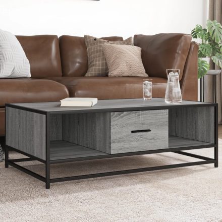 vidaXL szürke sonoma szerelt fa és fém dohányzóasztal 100 x 57 x 35 cm