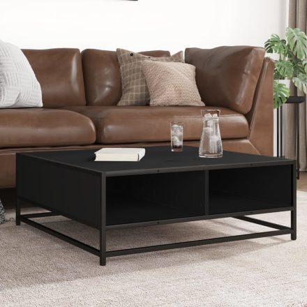 vidaXL fekete szerelt fa és fém dohányzóasztal 80 x 80 x 30 cm