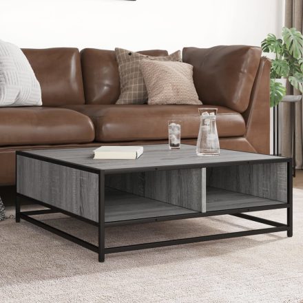 vidaXL szürke sonoma szerelt fa és fém dohányzóasztal 80 x 80 x 30 cm