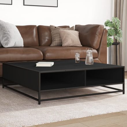 vidaXL fekete szerelt fa és fém dohányzóasztal 100 x 100 x 30 cm