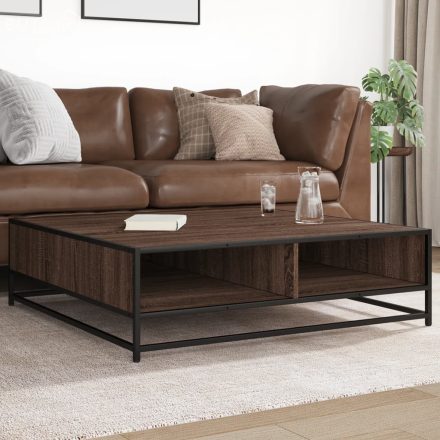 vidaXL barna tölgy szerelt fa és fém dohányzóasztal 100 x 100 x 30 cm