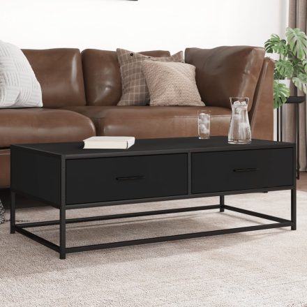 vidaXL fekete szerelt fa és fém dohányzóasztal 100 x 50 x 35 cm