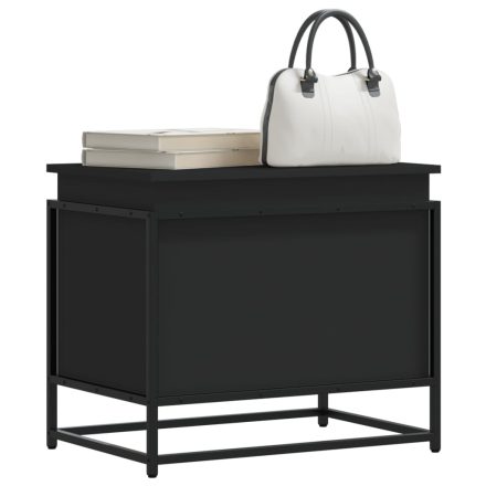 vidaXL fekete szerelt fa tárolóláda fedéllel 60 x 40 x 51,5 cm