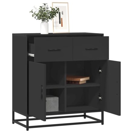 vidaXL Tálalószekrény Fekete 68x35x76 cm Engineered Wood