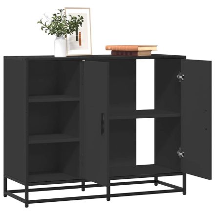 vidaXL fekete szerelt fa tálalószekrény 92 x 35 x 76 cm