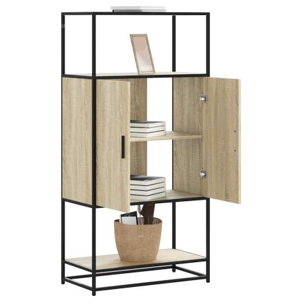 vidaXL Highboard sonoma tölgy 68x35x139 cm gépelt fa és fém