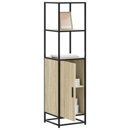 vidaXL Highboard sonoma tölgy 35,5x35x139 cm gépelt fa és fém
