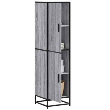 vidaXL Highboard szürke sonoma 35,5x35x139 cm gépelt fa és fém