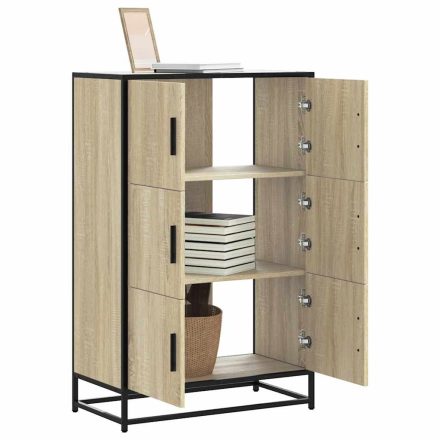 vidaXL Highboard sonoma tölgy 68x35x106,5 cm gépelt fa és fém