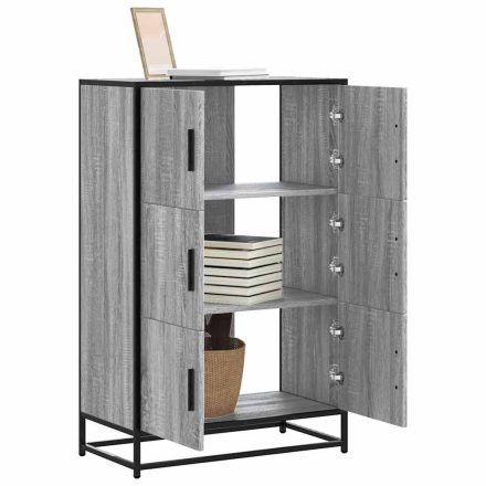 vidaXL Highboard szürke sonoma 68x35x106,5 cm gépelt fa és fém