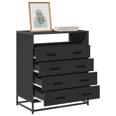 vidaXL fekete szerelt fa fiókos szekrény 70x41x83,5 cm