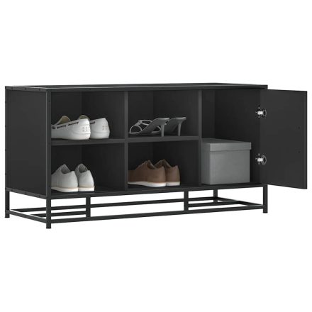 vidaXL Cipőpad Fekete 100x40x53,5 cm Fából és fémből készült pad