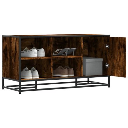vidaXL cipőpad füstölt tölgy 100x40x53,5 cm fából és fémből készült