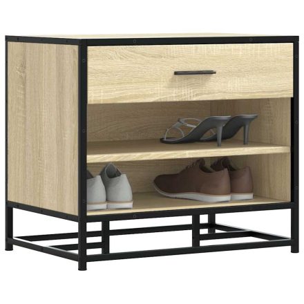vidaXL cipőpad Sonoma tölgy 60x40x53,5 cm Gépelt fa és fém